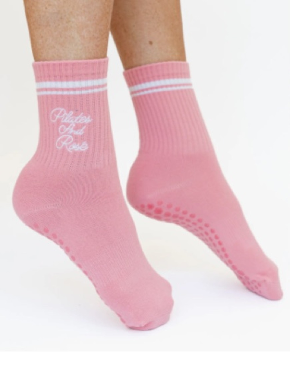 Pilates Univer 1883 Country Club Nonslip Grip Crew Socks, Pink, NWT